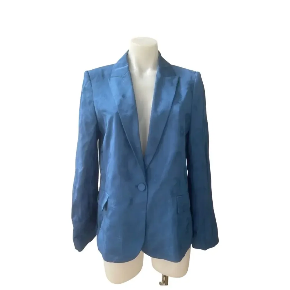 ZADIG & VOLTAIRE Victor Jac Jacquard Paisley Blazer 10 42 Blue Jacket Academia